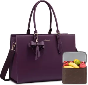 LOVEVOOK Laptop Lunch Tote Bag for Women for Work with Insulated Lunch Compartment 15.6 Inch Large Capacity Computer Handbag