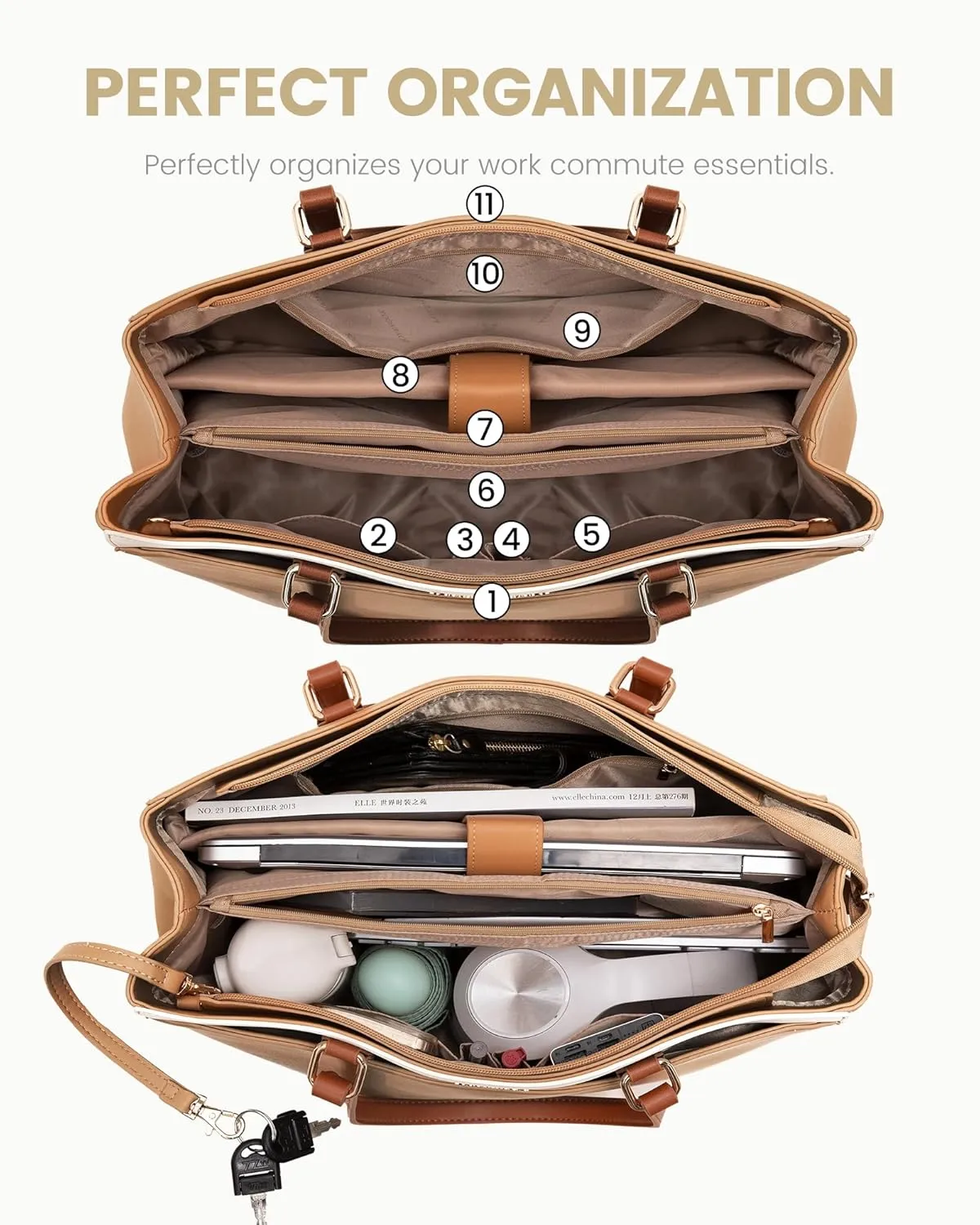 LOVEVOOK Laptop Tote Bag for Women, Teacher Bag Work Tote Bags, 15.6 Inch Waterproof Leather Computer Bag, Fashion Handbag Business Professional Briefcase Office Shoulder Bag