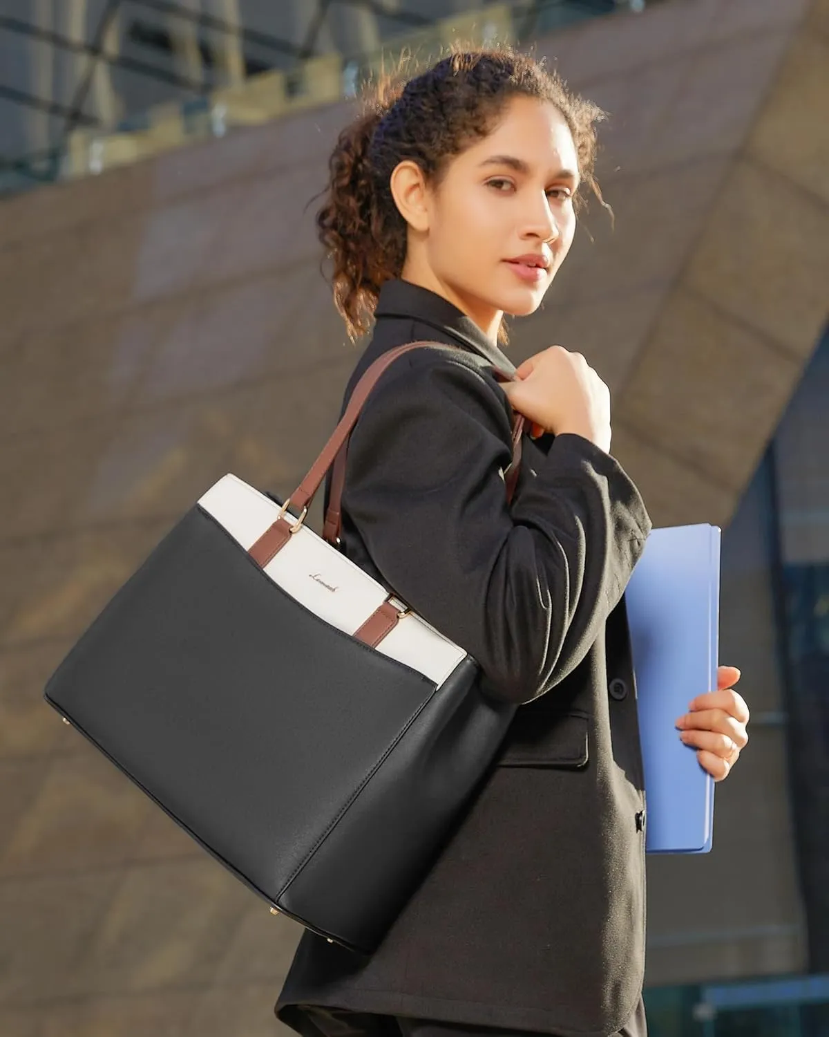 LOVEVOOK Laptop Tote Bag for Women, Teacher Bag Work Tote Bags, 15.6 Inch Waterproof Leather Computer Bag, Fashion Handbag Business Professional Briefcase Office Shoulder Bag