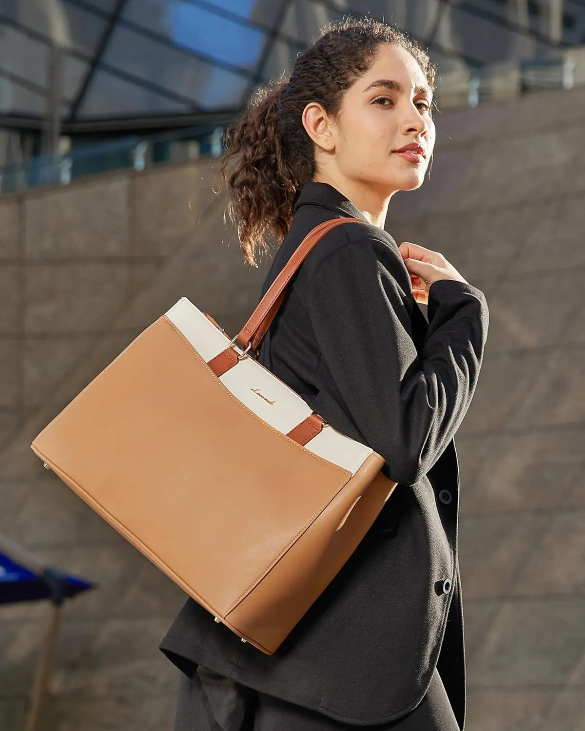 LOVEVOOK Laptop Tote Bag for Women, Teacher Bag Work Tote Bags, 15.6 Inch Waterproof Leather Computer Bag, Fashion Handbag Business Professional Briefcase Office Shoulder Bag