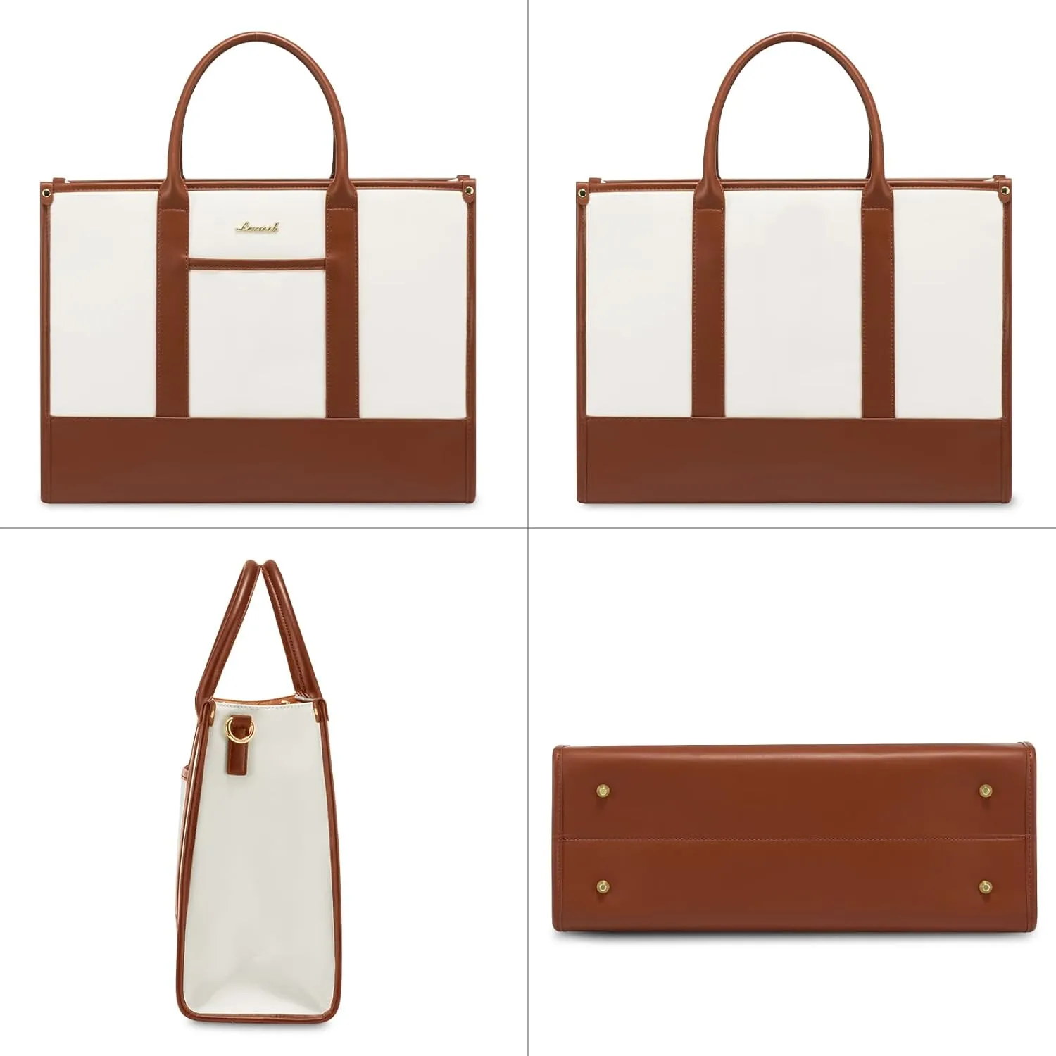 LOVEVOOK Laptop Tote Bags for Women Work Bag 15.6 inch Large Professional Teacher Purse Lightweight Computer Bag Briefcase Business Office, Beige-brown