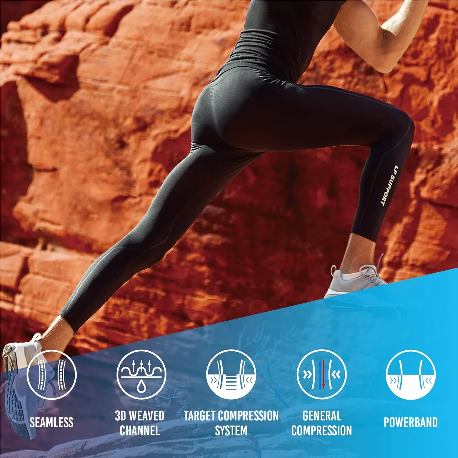 LP SUPPORT Men's AIR Compression Long Tights Fitness Compression Wear - Cool and Dry Sculpting Shapewear Fit Tights