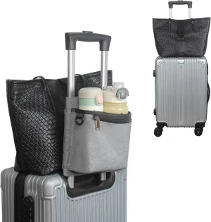 Luggage Travel Cup Holder with Straps for Add a Bag Hands Free Suitcases Drink Carrier Beverage Caddy Travel Accessories Gift for Flight Attendants Travelers Gray