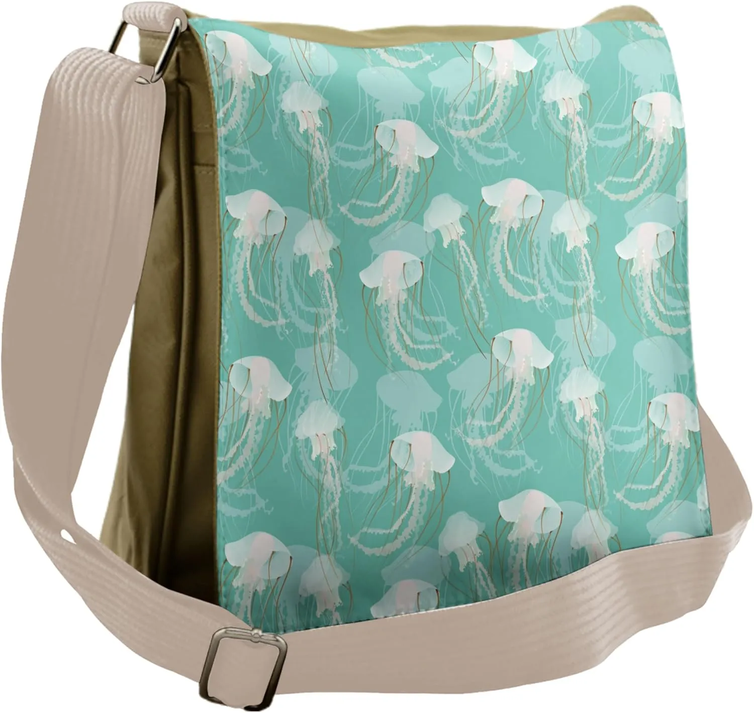 Lunarable Jellyfish Messenger Bag, Poisonous Exotic Creature, Unisex Cross-body