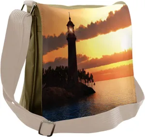 Lunarable Lighthouse Messenger Bag, Exotic Landscape Design, Unisex Cross-body