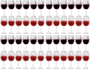 LUOZZY 48 PCS Miniature Wine Glasses Dollhouse 1:12 Miniature Wine Goblet Cups Model Tiny Wine Champagne Drink Cups Dollhouse Accessories