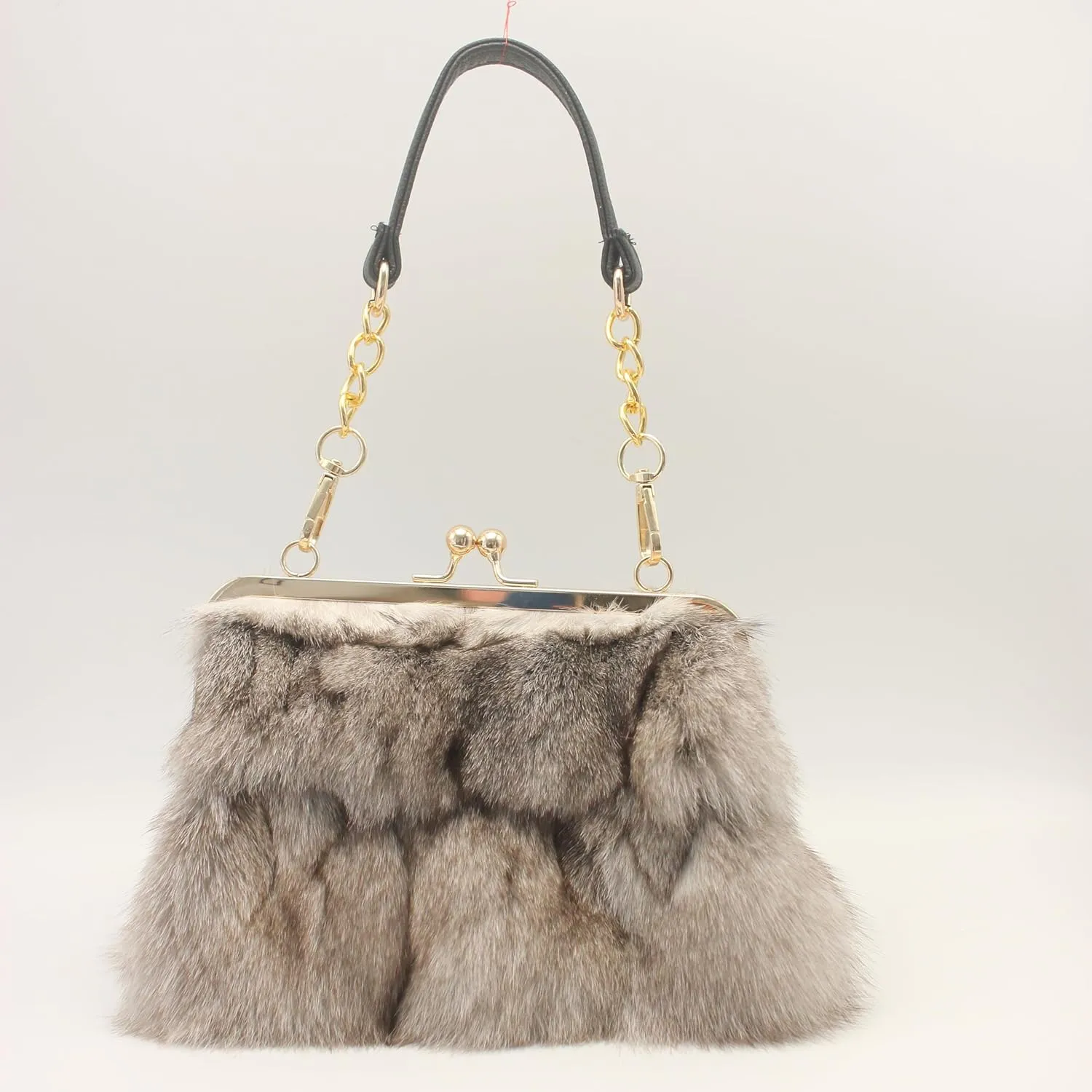 Luxurious Fashion Natural Fox Fur with Hair Handbag for Women and Ladies
