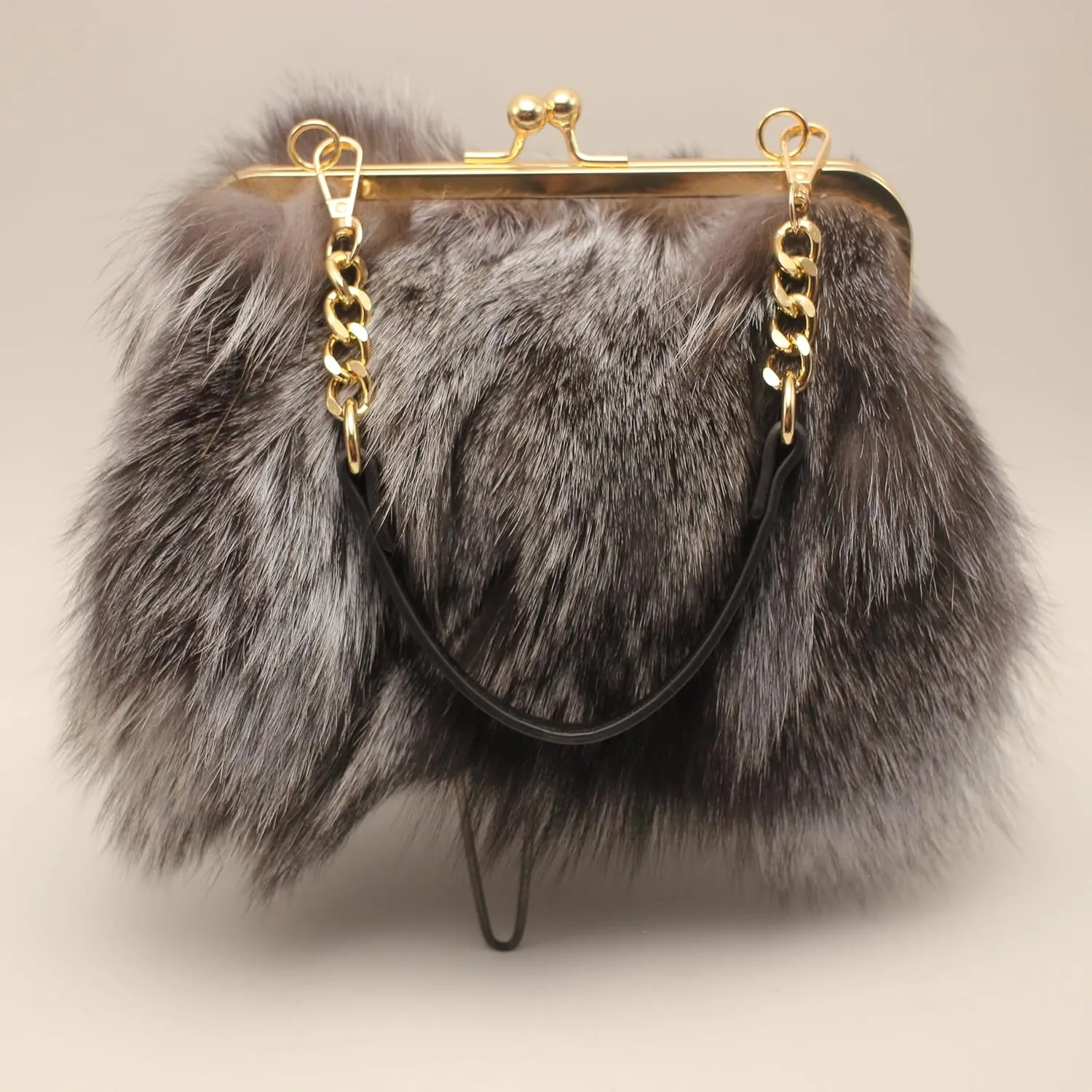 Luxurious Fashion Natural Fox Fur with Hair Handbag for Women and Ladies