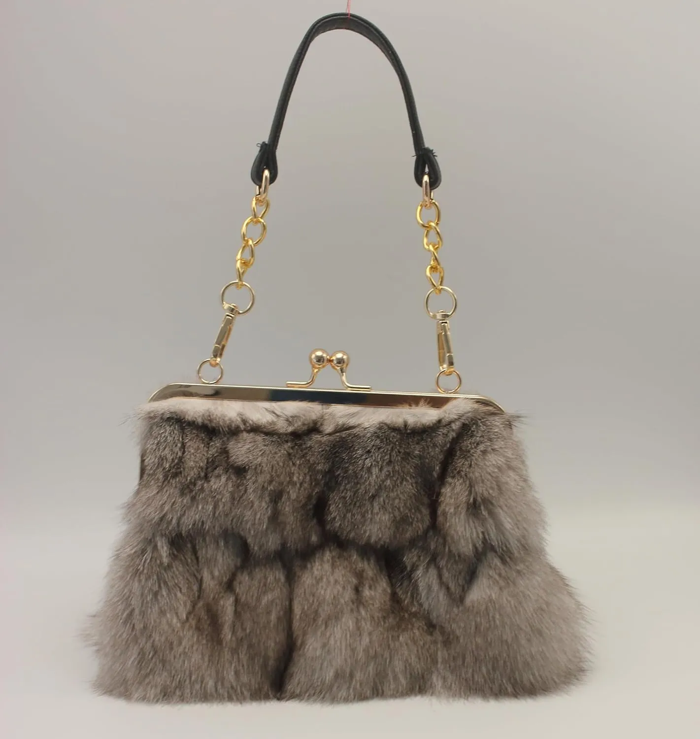 Luxurious Fashion Natural Fox Fur with Hair Handbag for Women and Ladies