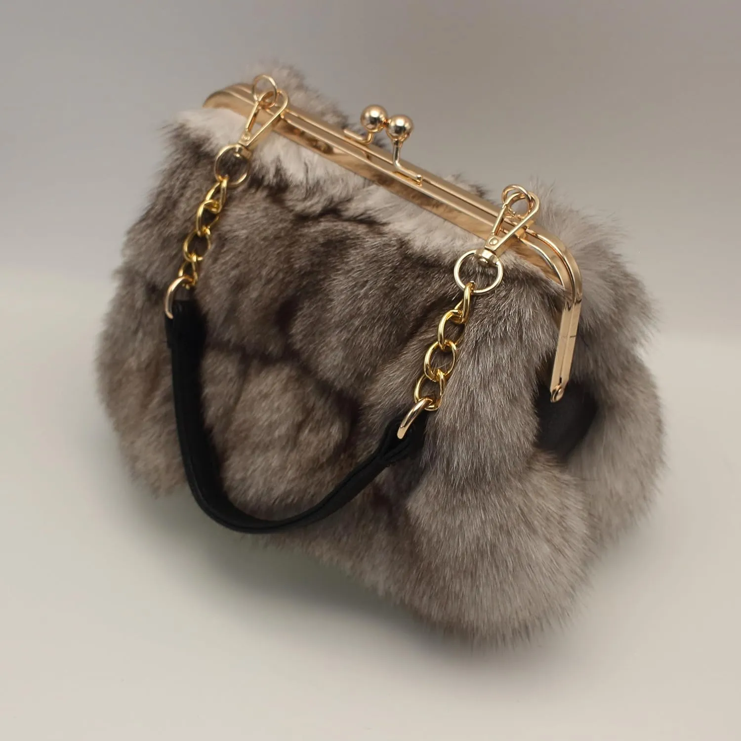 Luxurious Fashion Natural Fox Fur with Hair Handbag for Women and Ladies