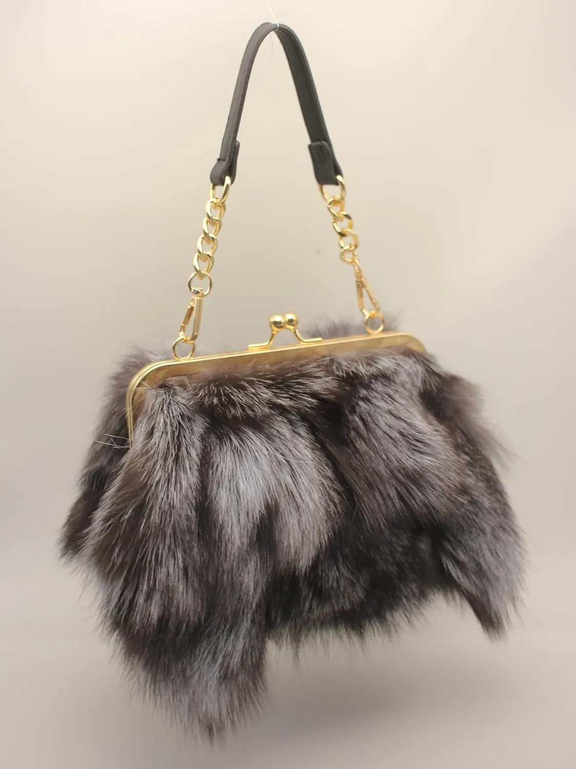 Luxurious Fashion Natural Fox Fur with Hair Handbag for Women and Ladies