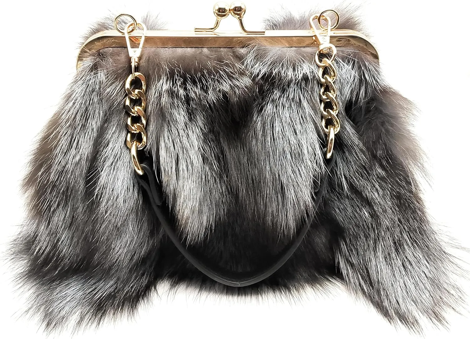 Luxurious Fashion Natural Fox Fur with Hair Handbag for Women and Ladies