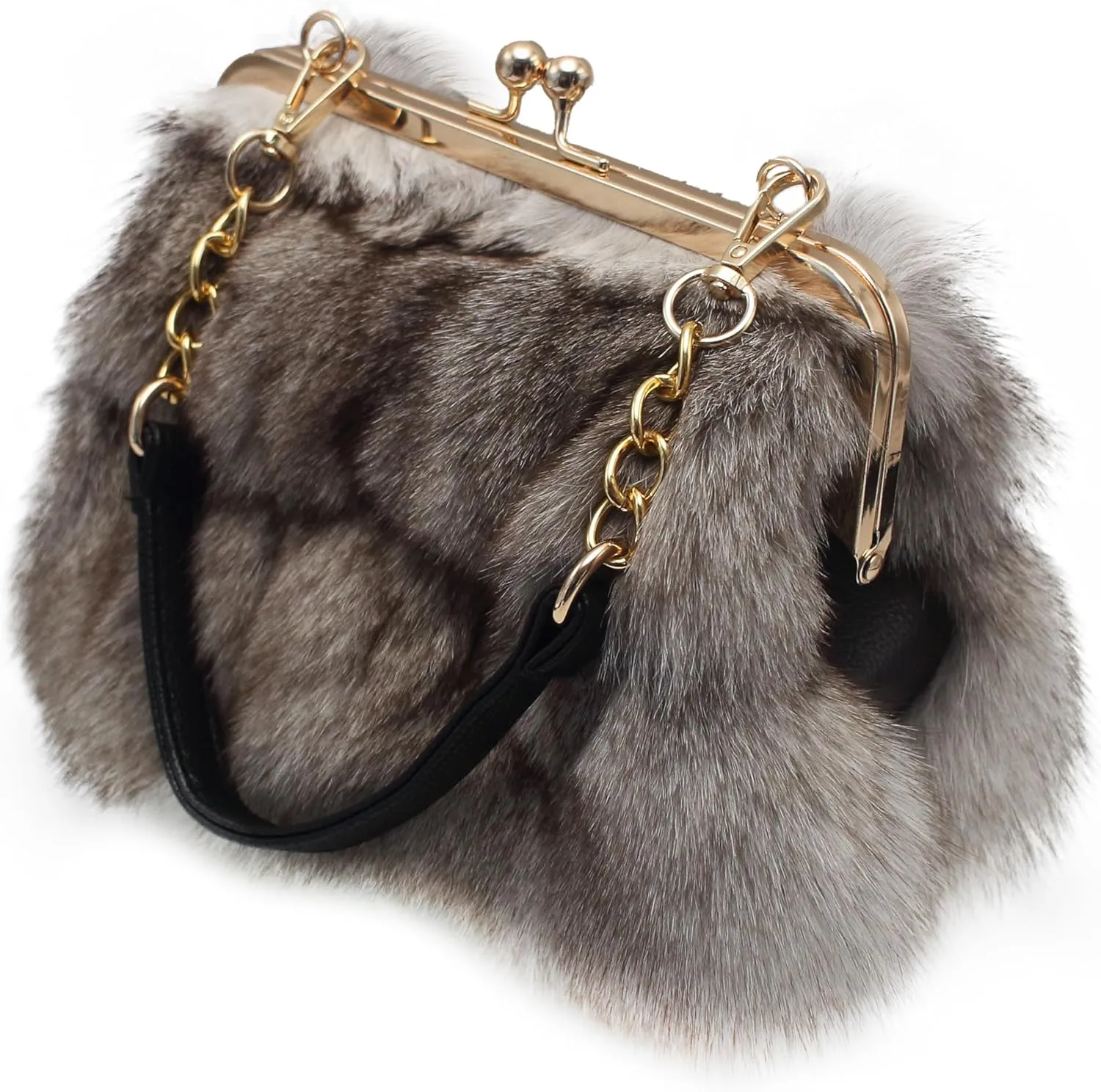 Luxurious Fashion Natural Fox Fur with Hair Handbag for Women and Ladies