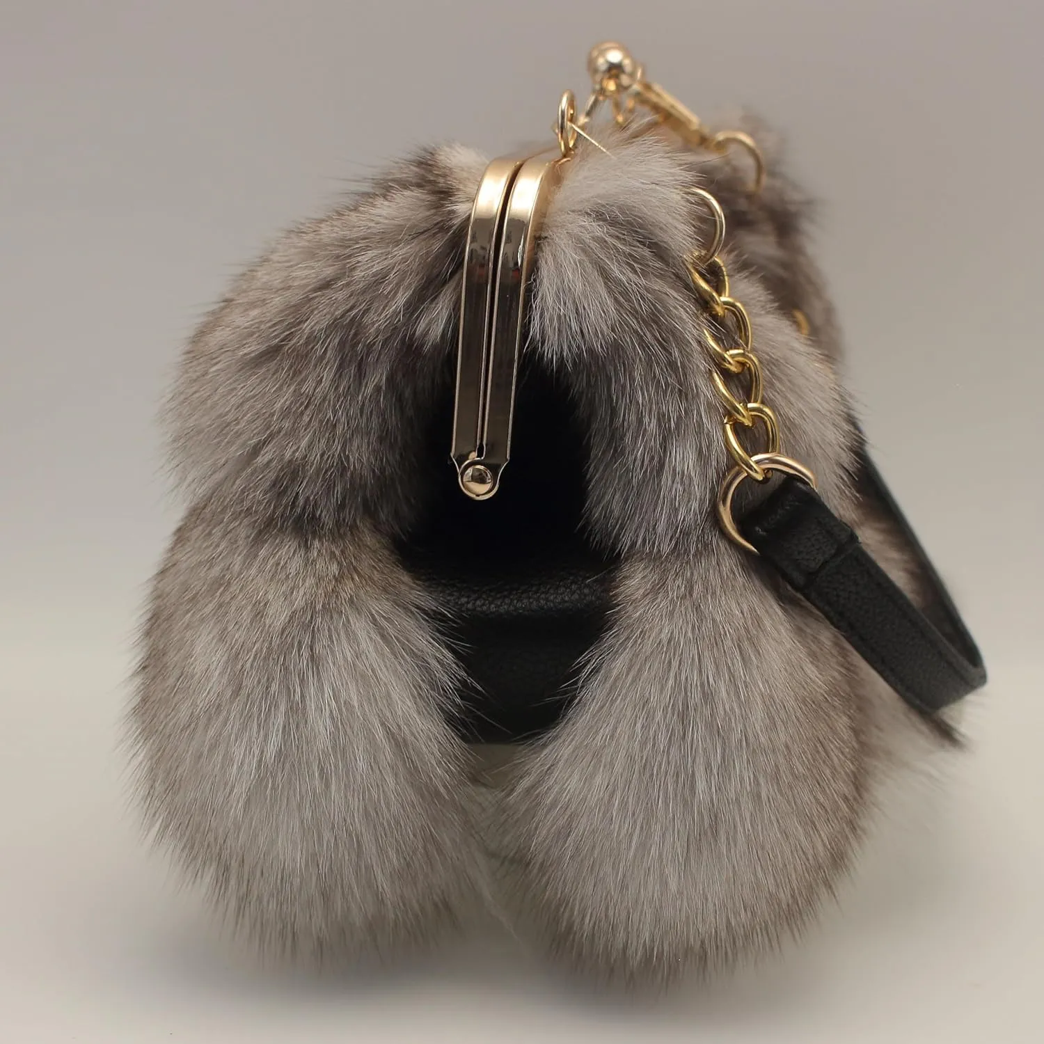 Luxurious Fashion Natural Fox Fur with Hair Handbag for Women and Ladies