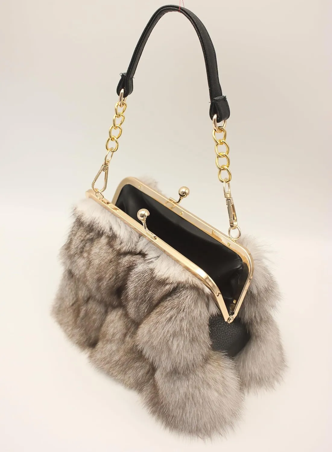 Luxurious Fashion Natural Fox Fur with Hair Handbag for Women and Ladies