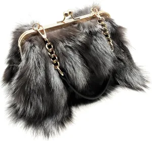 Luxurious Real Fox Fur Handbag - Elegant Winter Accessory