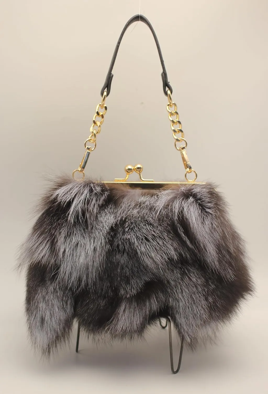 Luxurious Real Fox Fur Handbag - Elegant Winter Accessory