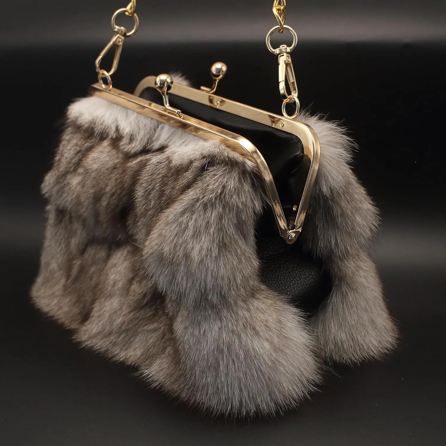 Luxurious Real Fox Fur Handbag - Elegant Winter Accessory
