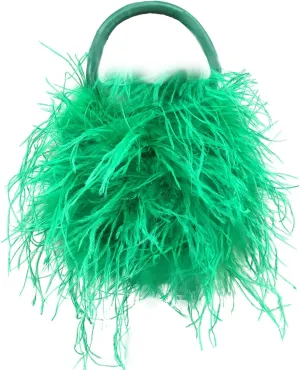LVCOMEFF Women Ostrich Feather Purse Mini Handbag for Party Furry Casual Daily 2023 Bubblegum Color