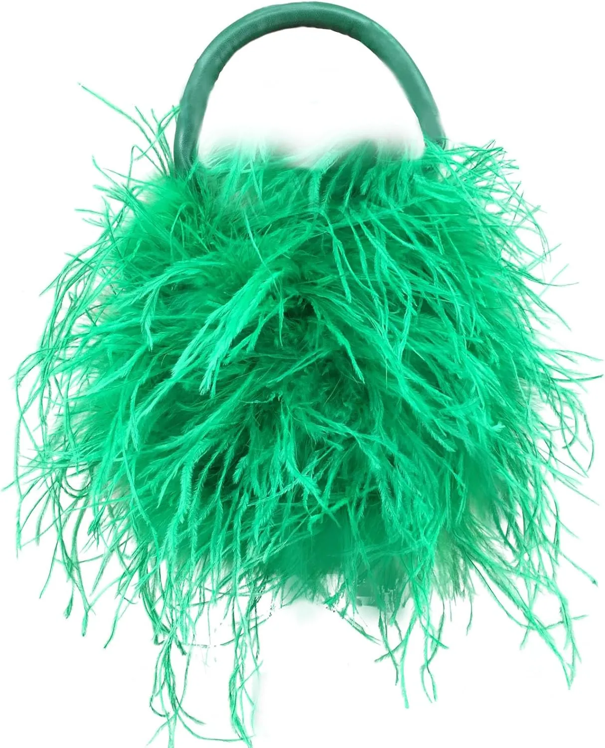 LVCOMEFF Women Ostrich Feather Purse Mini Handbag for Party Furry Casual Daily 2023 Bubblegum Color
