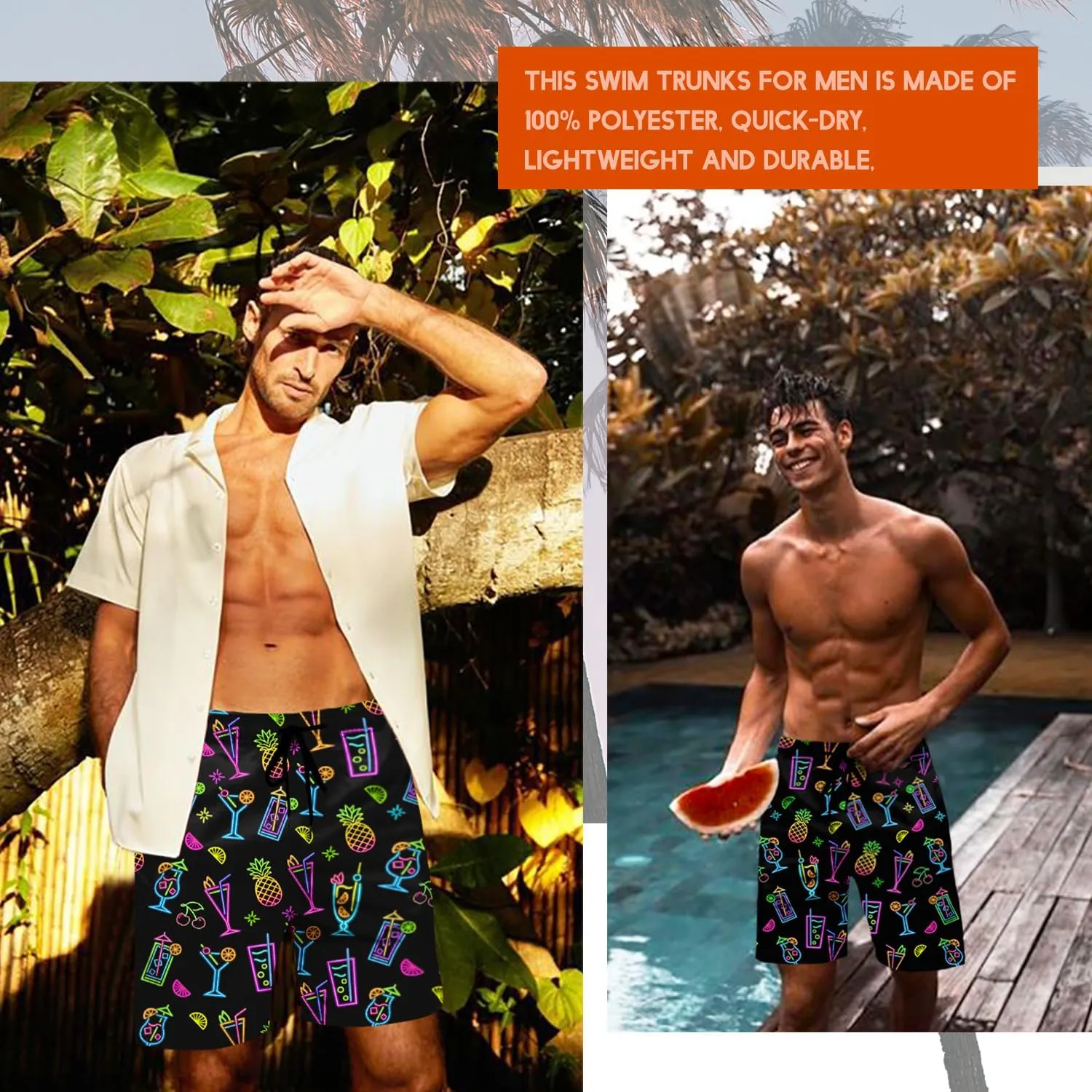 Lzzidou Men's Swim Trunks 8 Inch Inseam Mesh Lining Board Shorts Quick Dry Bathing Suit