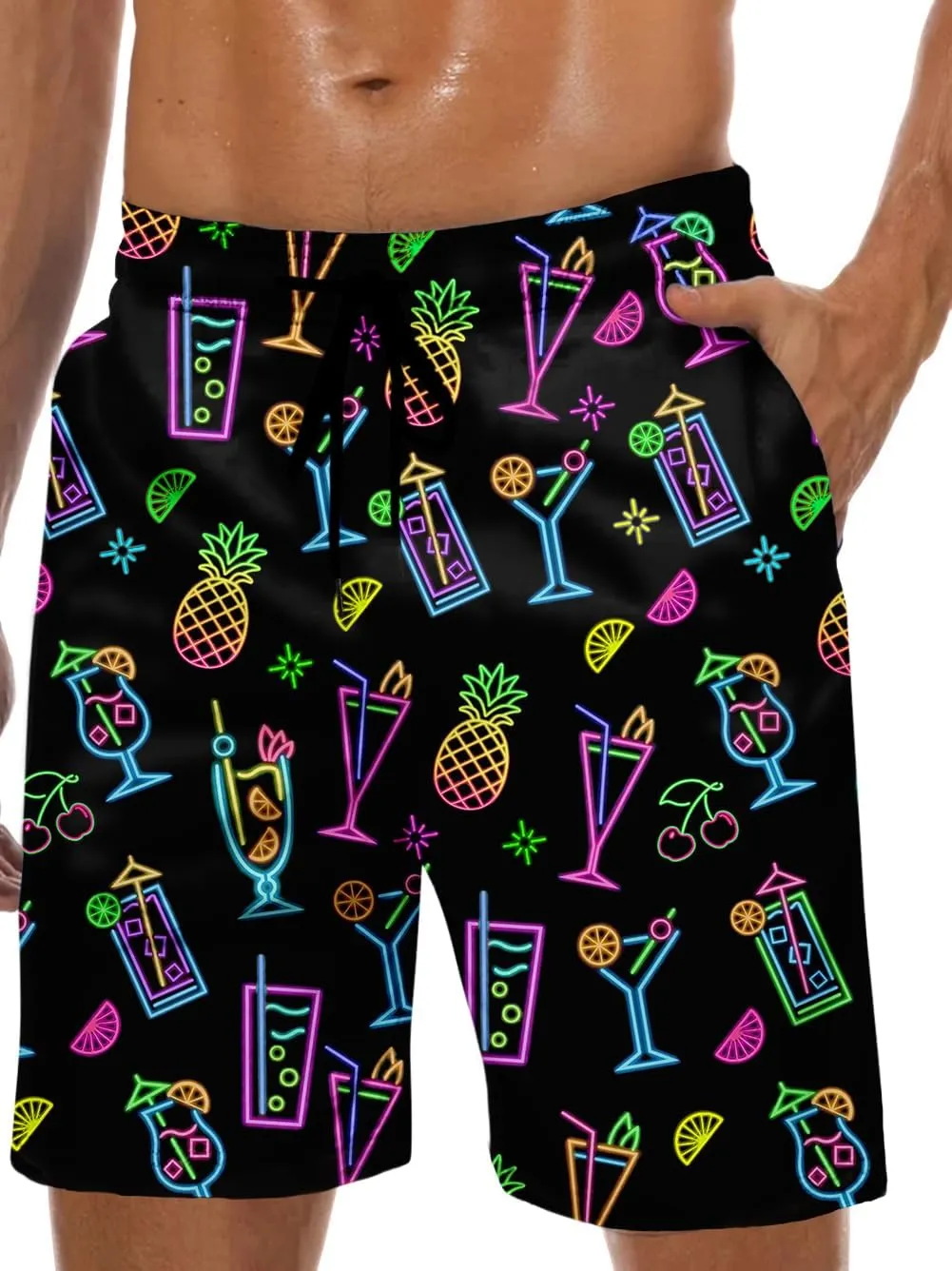 Lzzidou Men's Swim Trunks 8 Inch Inseam Mesh Lining Board Shorts Quick Dry Bathing Suit