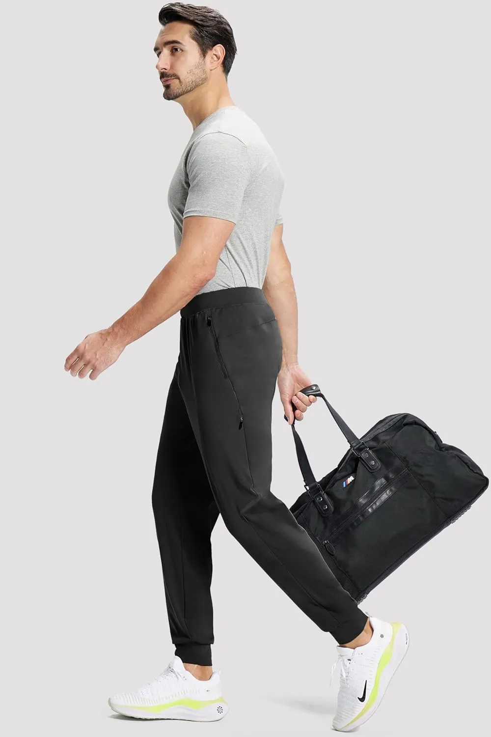 M MAROAUT Men's Performance Joggers with Zipper Pockets, Stretch Sweatpants for Gym Workout Track Running Athletic Pants