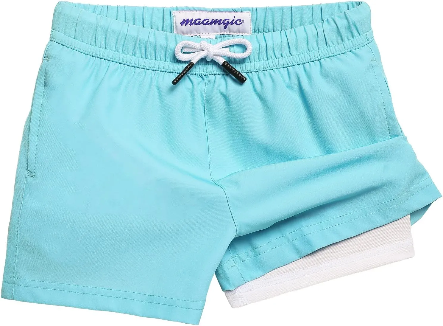 maamgic Boys Swim Trunks with Compression Liner Stretch Boy Swim Shorts Toddler Bathing Suit Swimsuit
