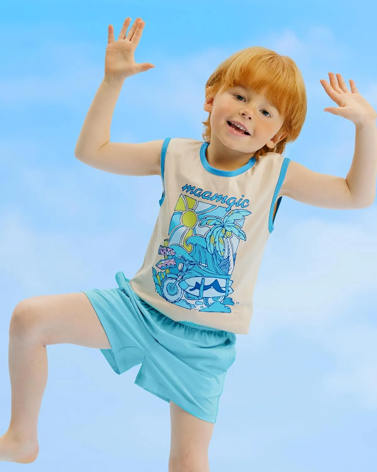 maamgic Boys Swim Trunks with Compression Liner Stretch Boy Swim Shorts Toddler Bathing Suit Swimsuit