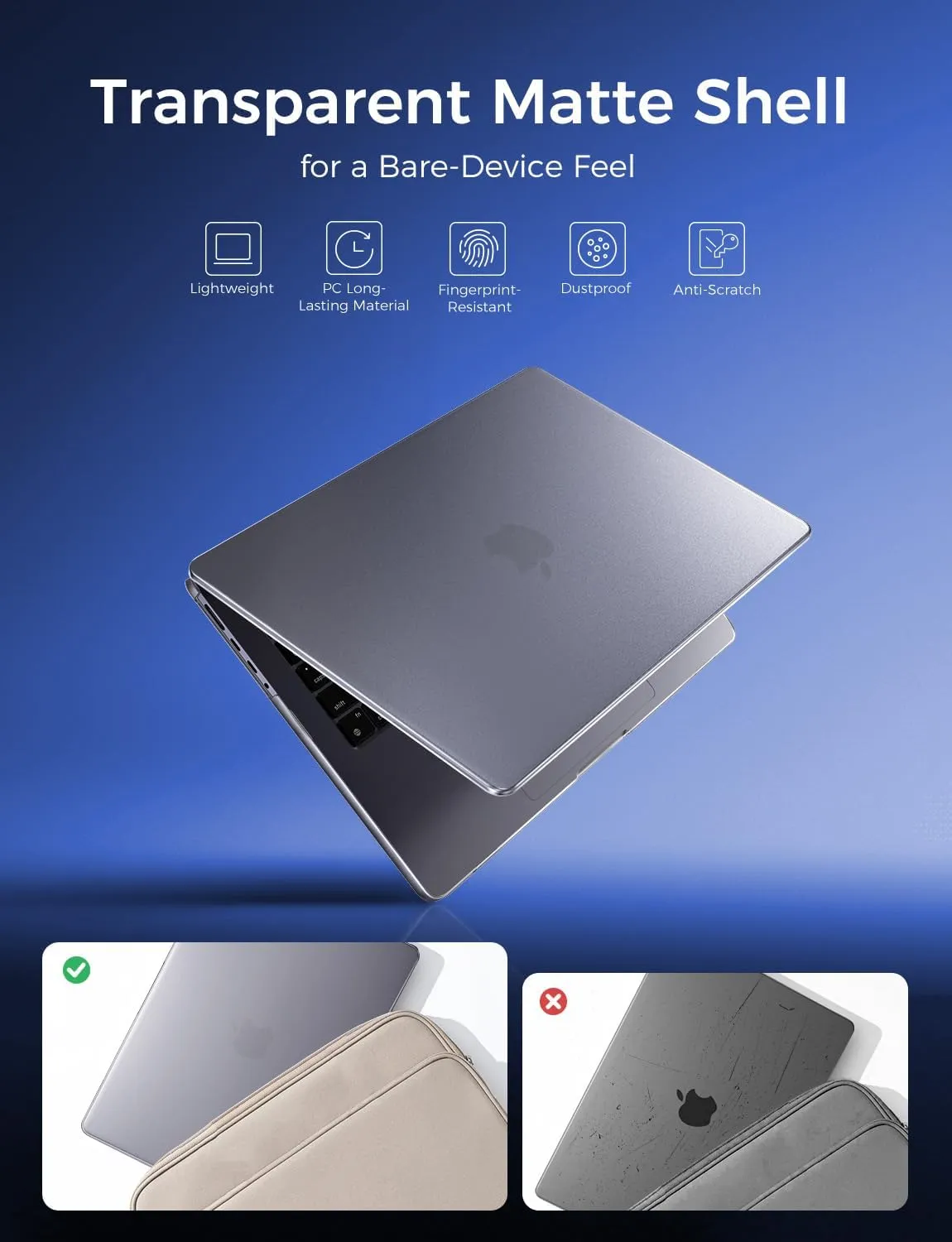 MAGIC JOHN for MacBook Air 15 inch Case, 2023 M2/ 2024 M3/ 2025 M4, Protective Hard Shell Matte Cover, Cooling Design, Anti-Cracking, Scratch-Proof & Anti-Fingerprint, Matte Clear