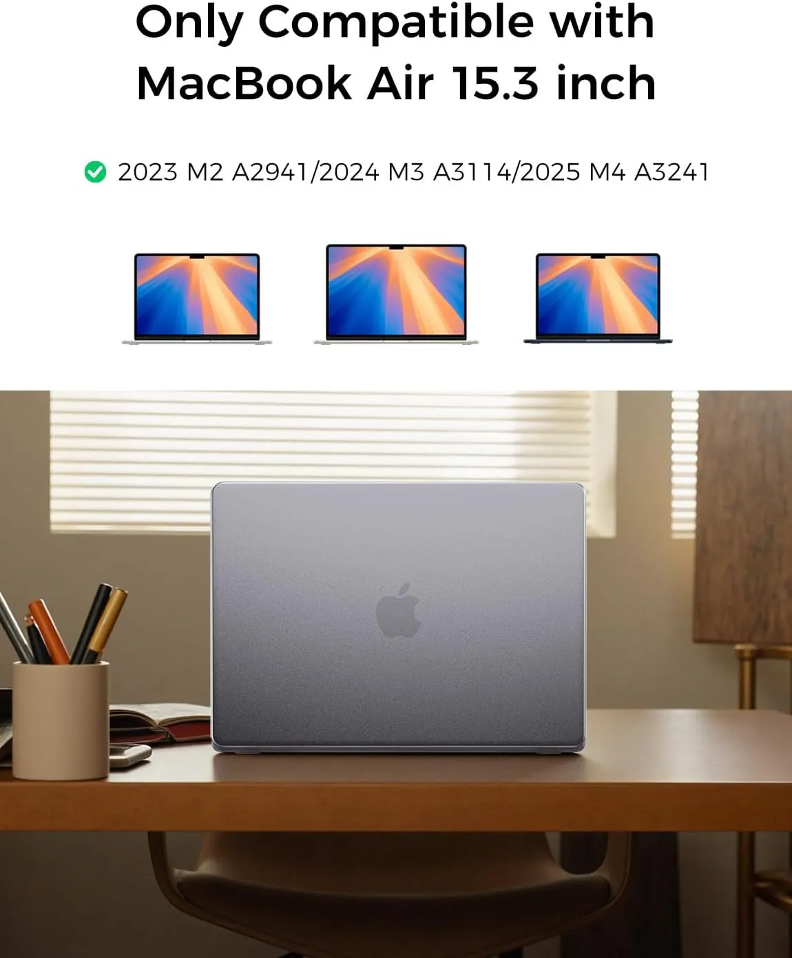 MAGIC JOHN for MacBook Air 15 inch Case, 2023 M2/ 2024 M3/ 2025 M4, Protective Hard Shell Matte Cover, Cooling Design, Anti-Cracking, Scratch-Proof & Anti-Fingerprint, Matte Clear