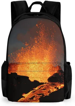 Magma Volcanoes Eruption Travel Backpack 16.1" * 12.6" * 6.7" Laptop Bag Business Daypack Travel Gear for Work Office
