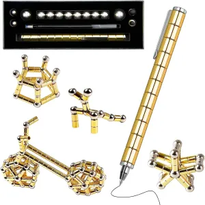Magnetic Fidget Pen Toy Magnet Gel Pen Fidget Toy Think Ink Pen Transformed into Variety of Creative for Intellectual Learning and Stress Reduction Gifts (Gold)