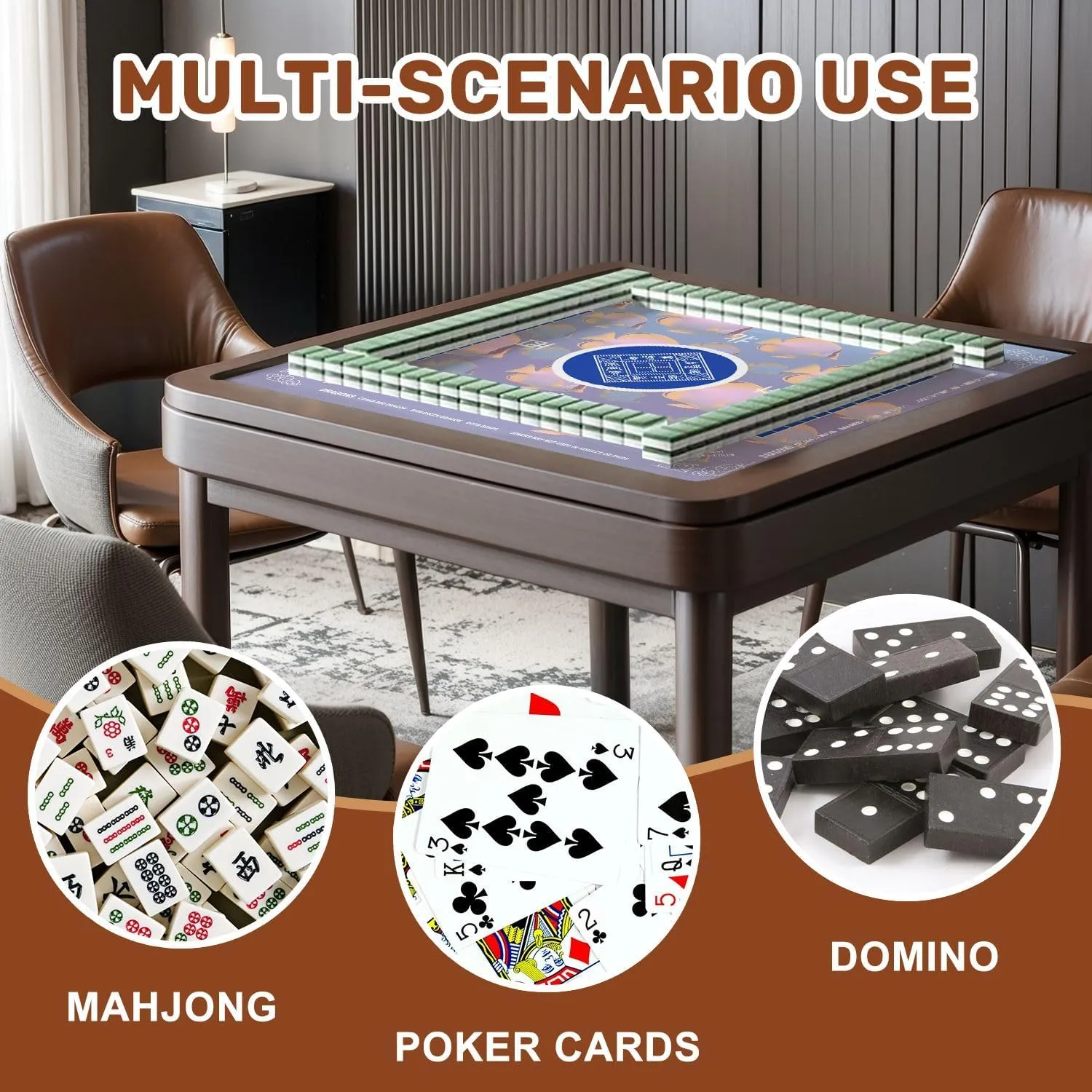 Mahjong Mat with Rules 31.5" x 31.5" School Colorful Tropical Fish Non-Slip Noise Reduction Table Cover for Mahjong Dominoes Poker Card Board and Tile Games