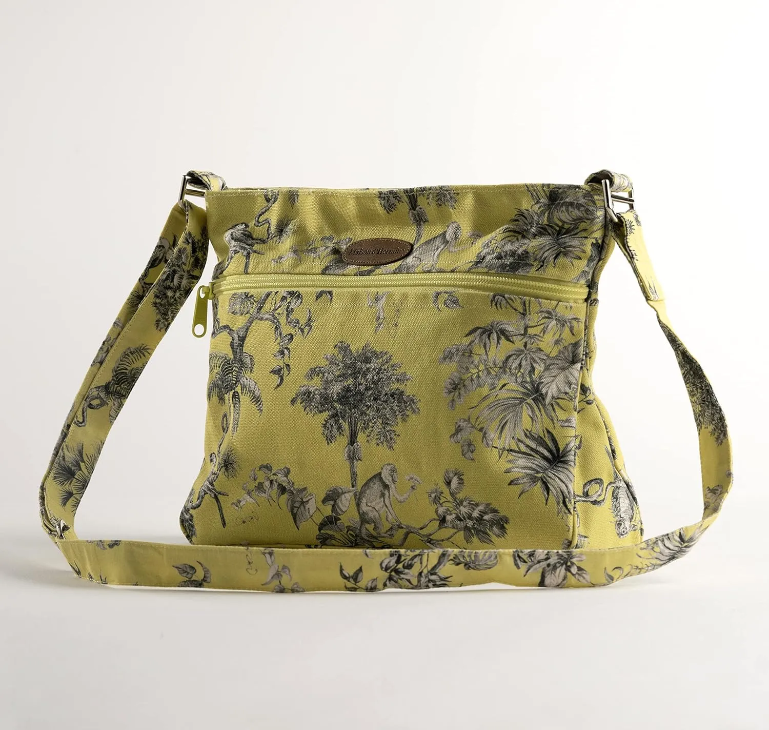 Maison d' Hermine Cross Body Bag Cotton Adjustable Shoulder Strap Hand Bag Tote purse with Zippered & Slip Pockets