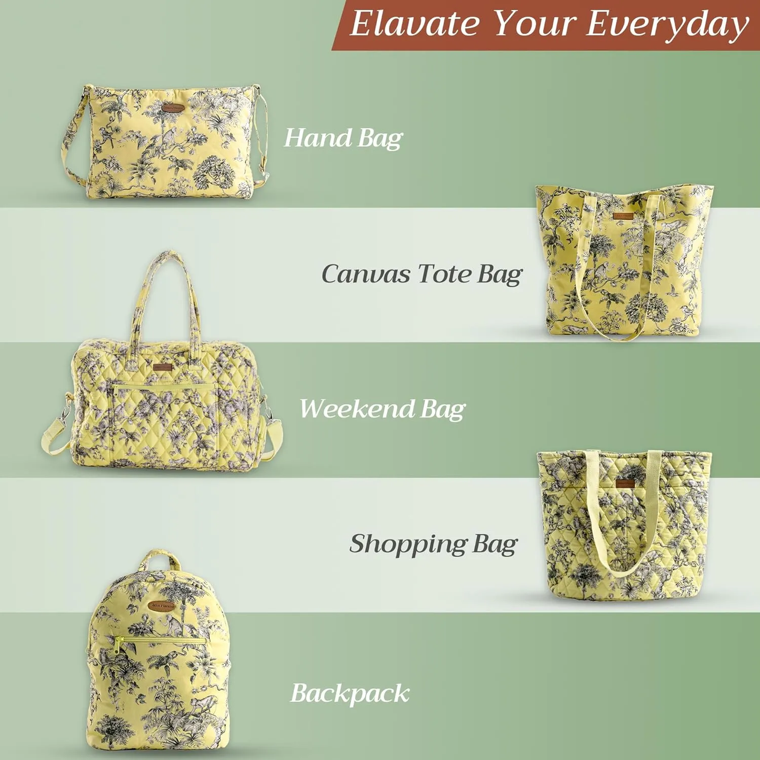 Maison d' Hermine Cross Body Bag Cotton Adjustable Shoulder Strap Hand Bag Tote purse with Zippered & Slip Pockets