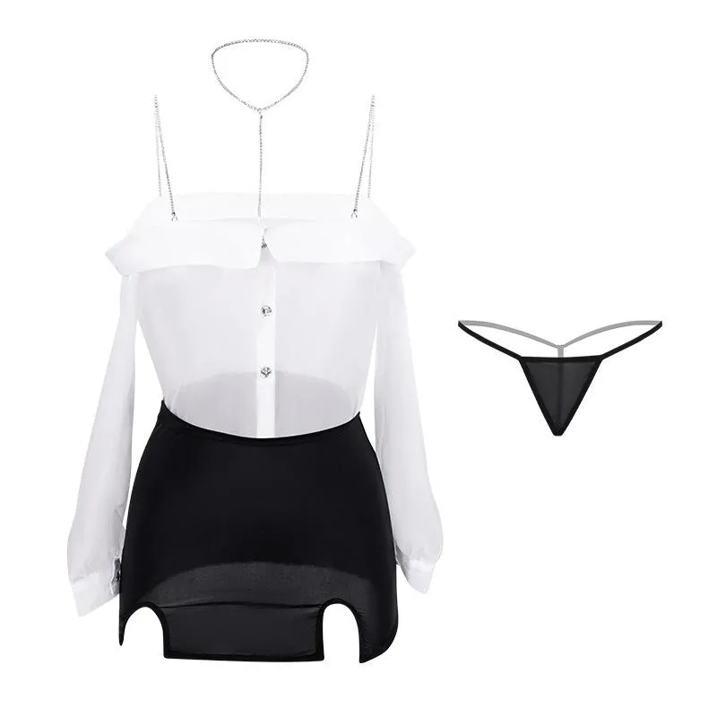 Manyan Sexy Underwear Sexy Suspenders Shoulder Professional Secretary Hip Uniform Suit 9684