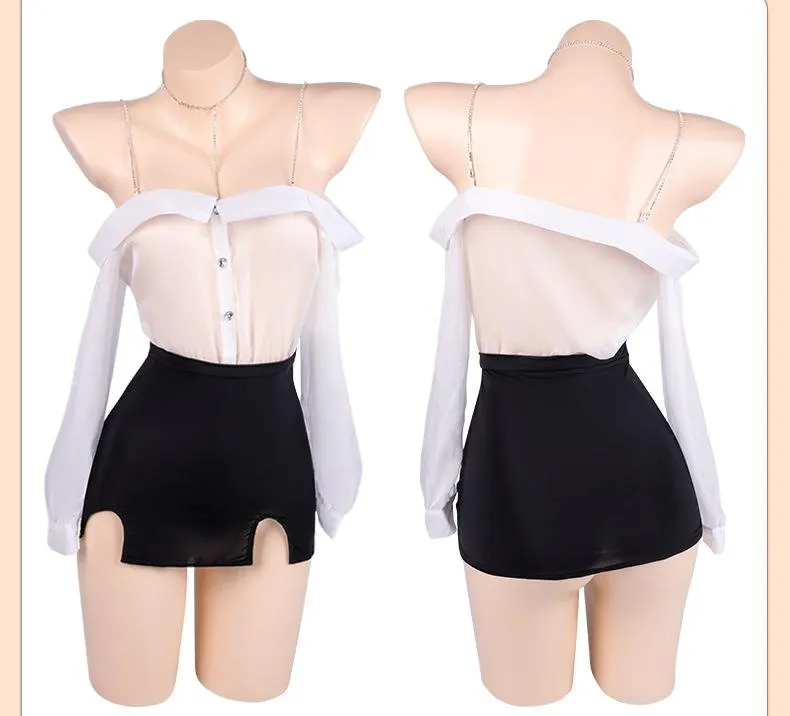Manyan Sexy Underwear Sexy Suspenders Shoulder Professional Secretary Hip Uniform Suit 9684