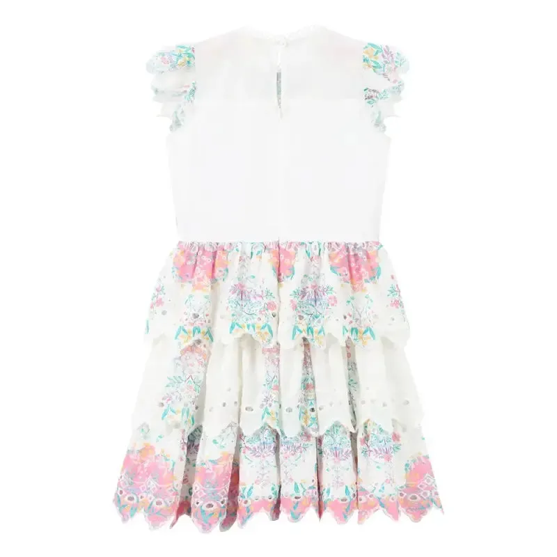 Marlo Kid White Gracie Embroidered Mini Dress