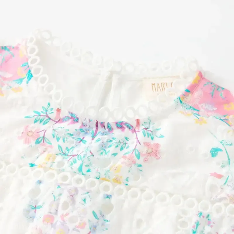 Marlo Kid White Gracie Embroidered Mini Dress