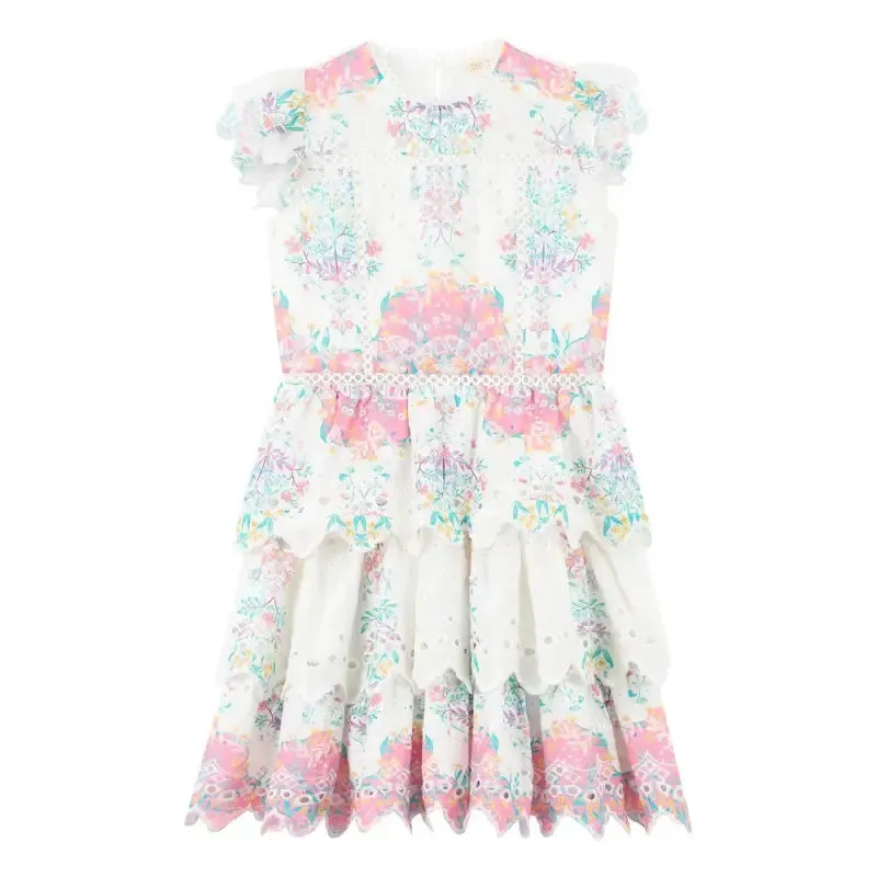 Marlo Kid White Gracie Embroidered Mini Dress