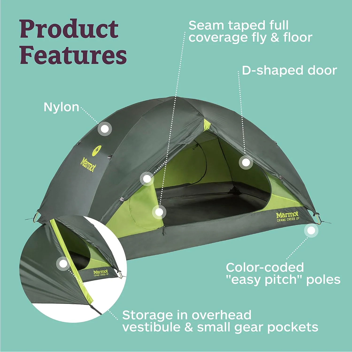 MARMOT Crane Creek 2P/3P Camping and Backpacking Tents & Footprints