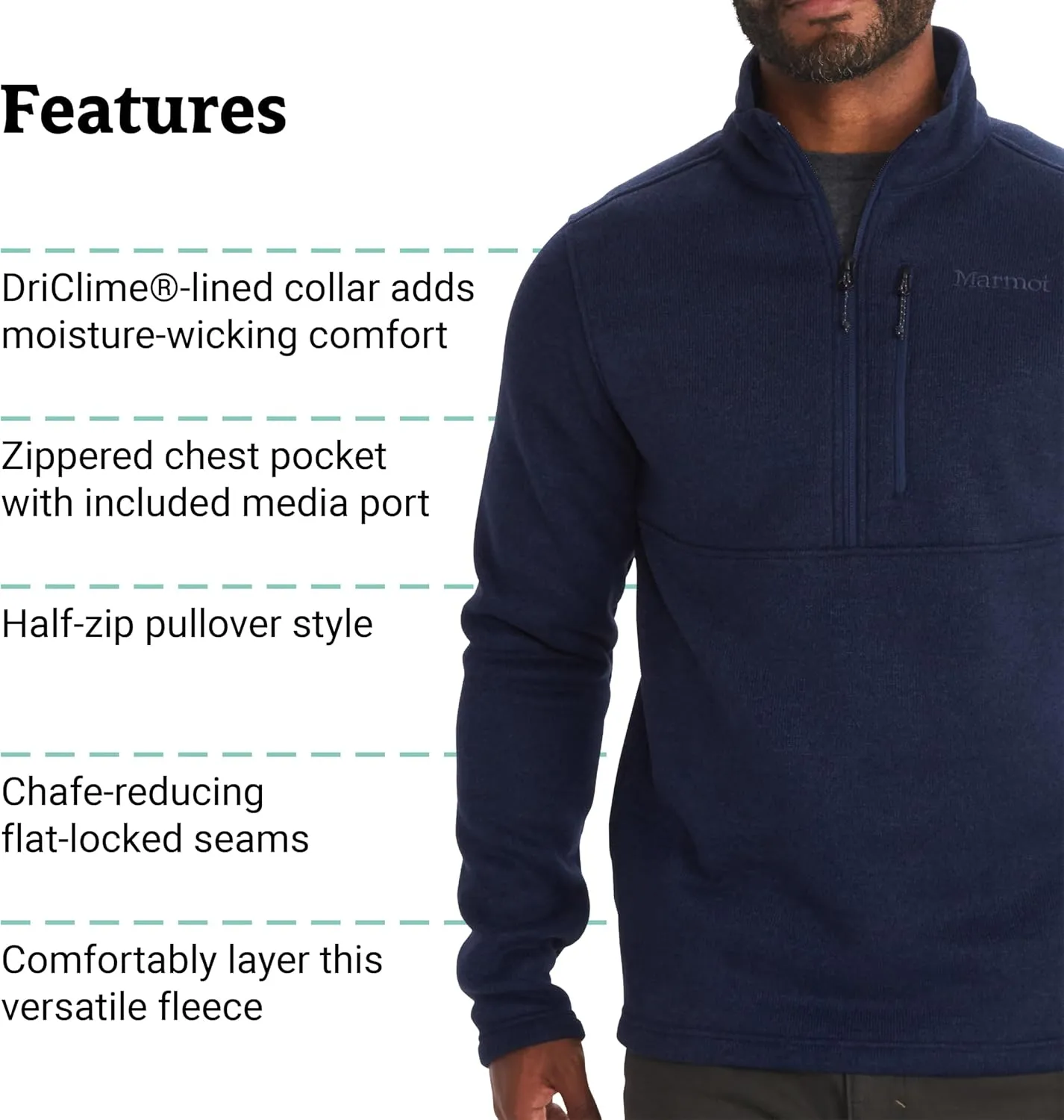 MARMOT Men's Drop Line 1/2 Zip Fleece Jacket