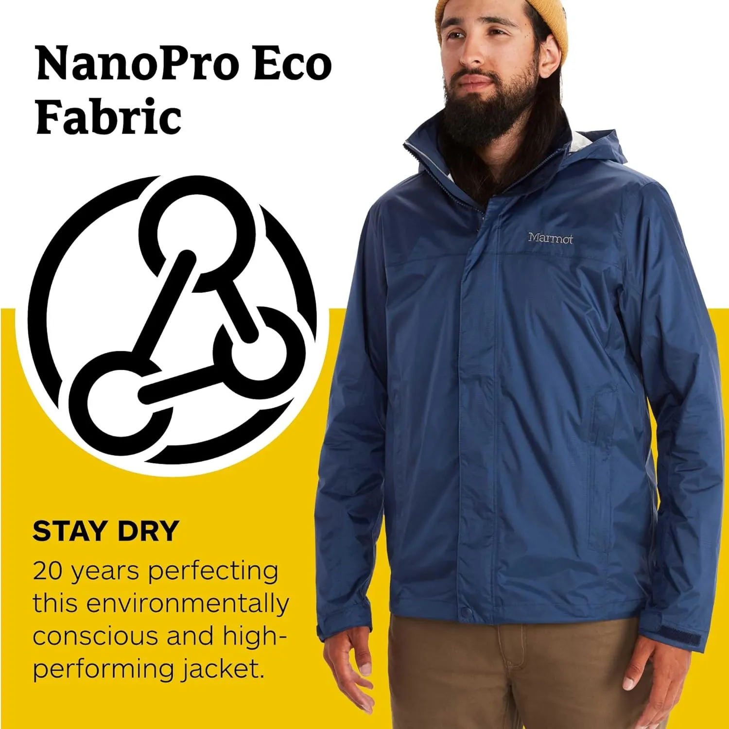 MARMOT Men's Precip Eco Waterproof Rain Jacket - 100% Recycled, Breathable, Lightweight, Packable Raincoat