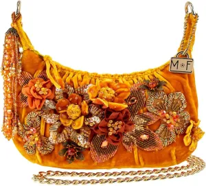 Mary Frances After Party Embellished Mini Crossbody Handbag, Orange