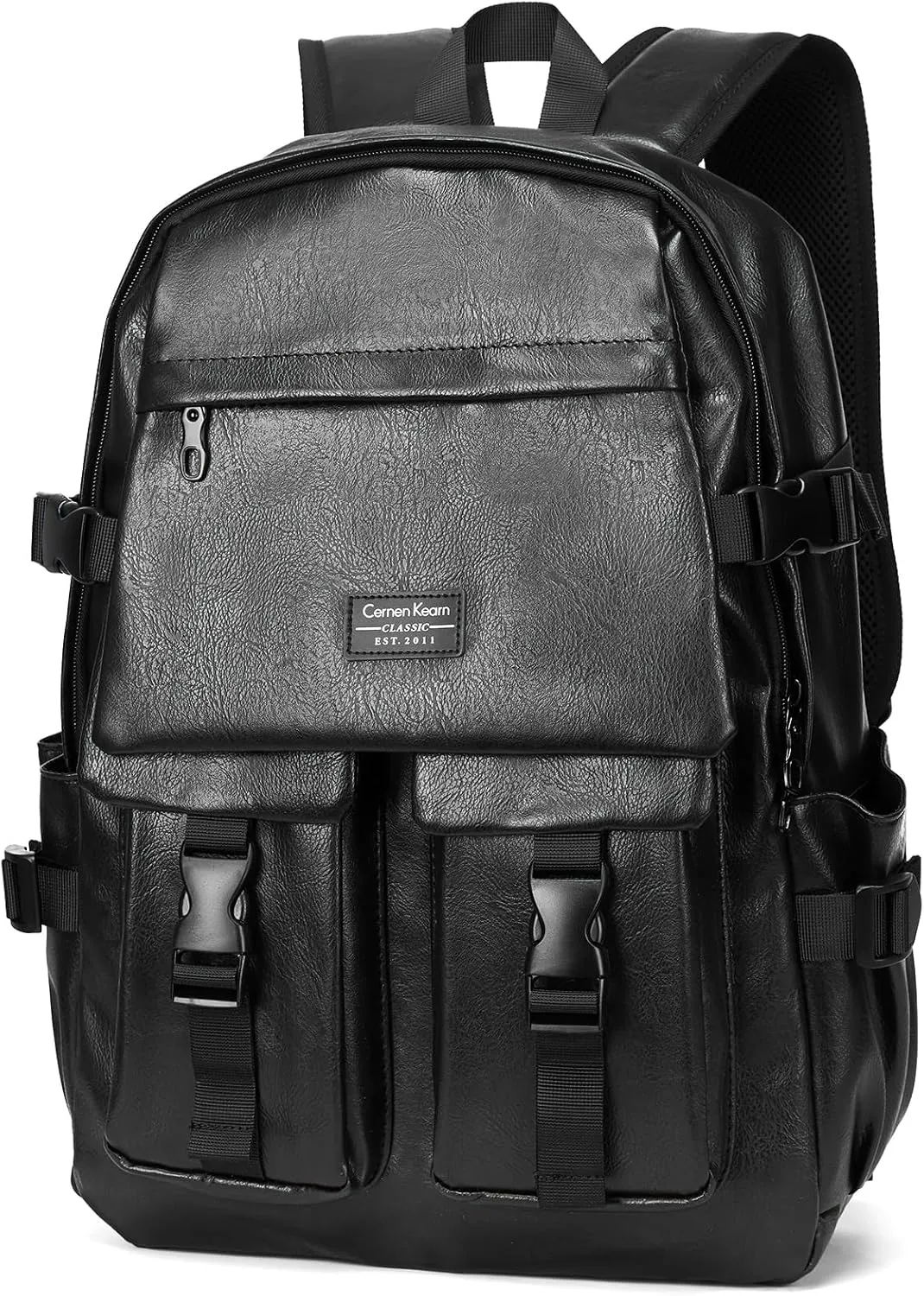MATE ELEN Leather Laptop Backpack Fits 15.6 Inch Laptop Waterproof Travel Hiking Camping Overnight Weekend Business Casual Backpack Men Women Black Father's Day