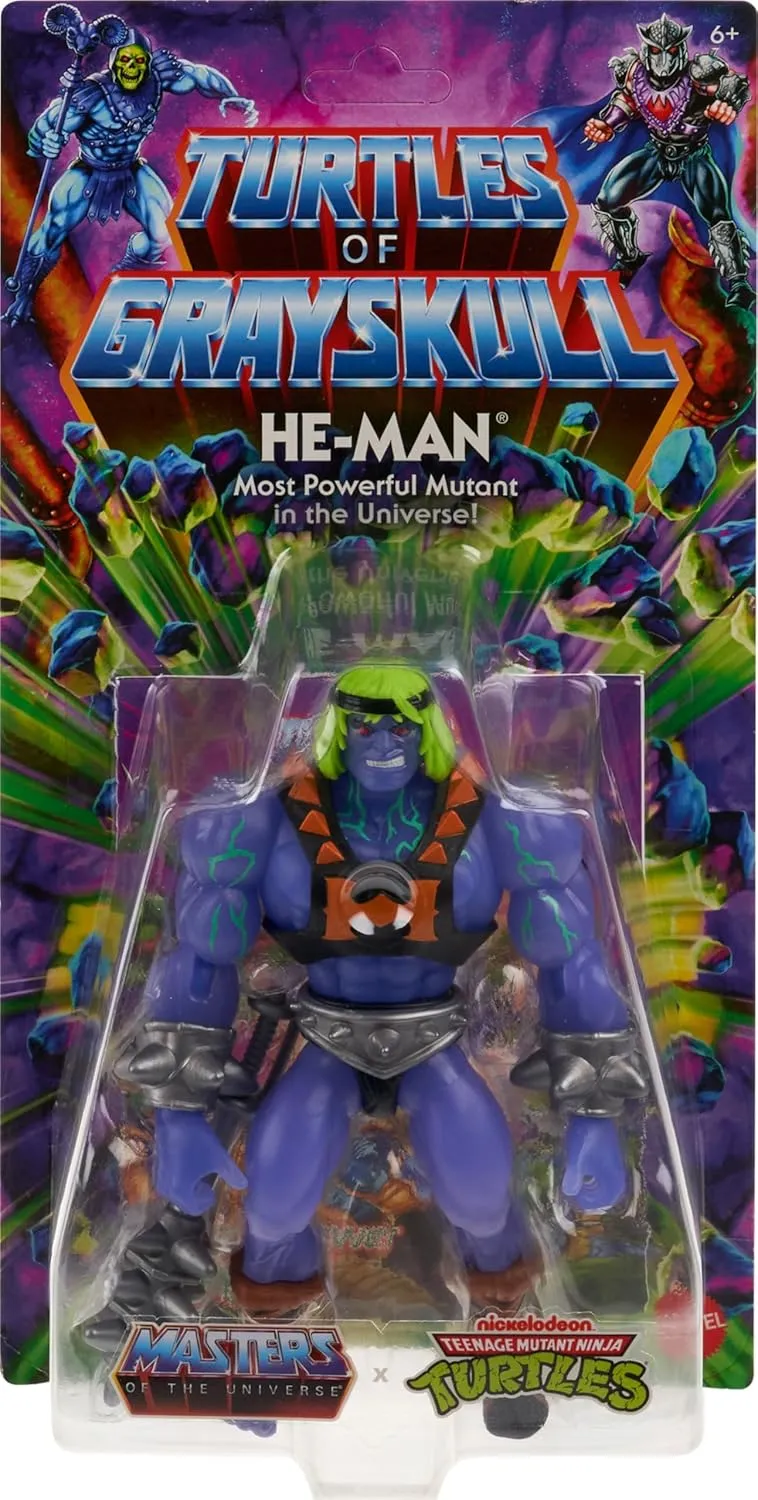 Mattel Masters of the Universe Origins Turtles of Grayskull Action Figure & Accessories, He-Man Collectible Toy with 16 Joints, TMNT & MOTU Crossover