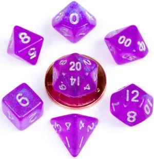 MDG 10mm Mini Polyhedral Dice Set: Stardust Purple