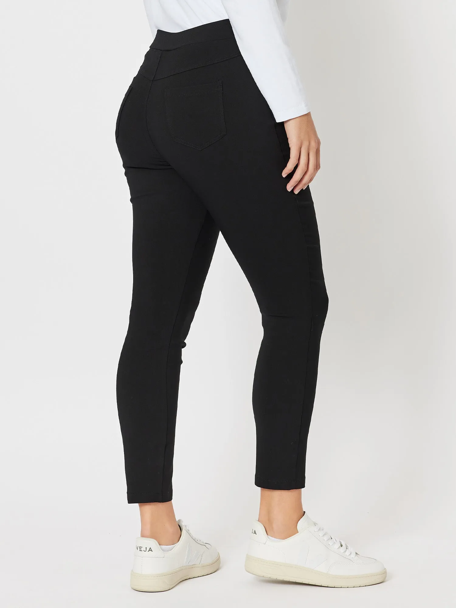 Mechanical Stretch Slim Leg Pull On Pant - Black