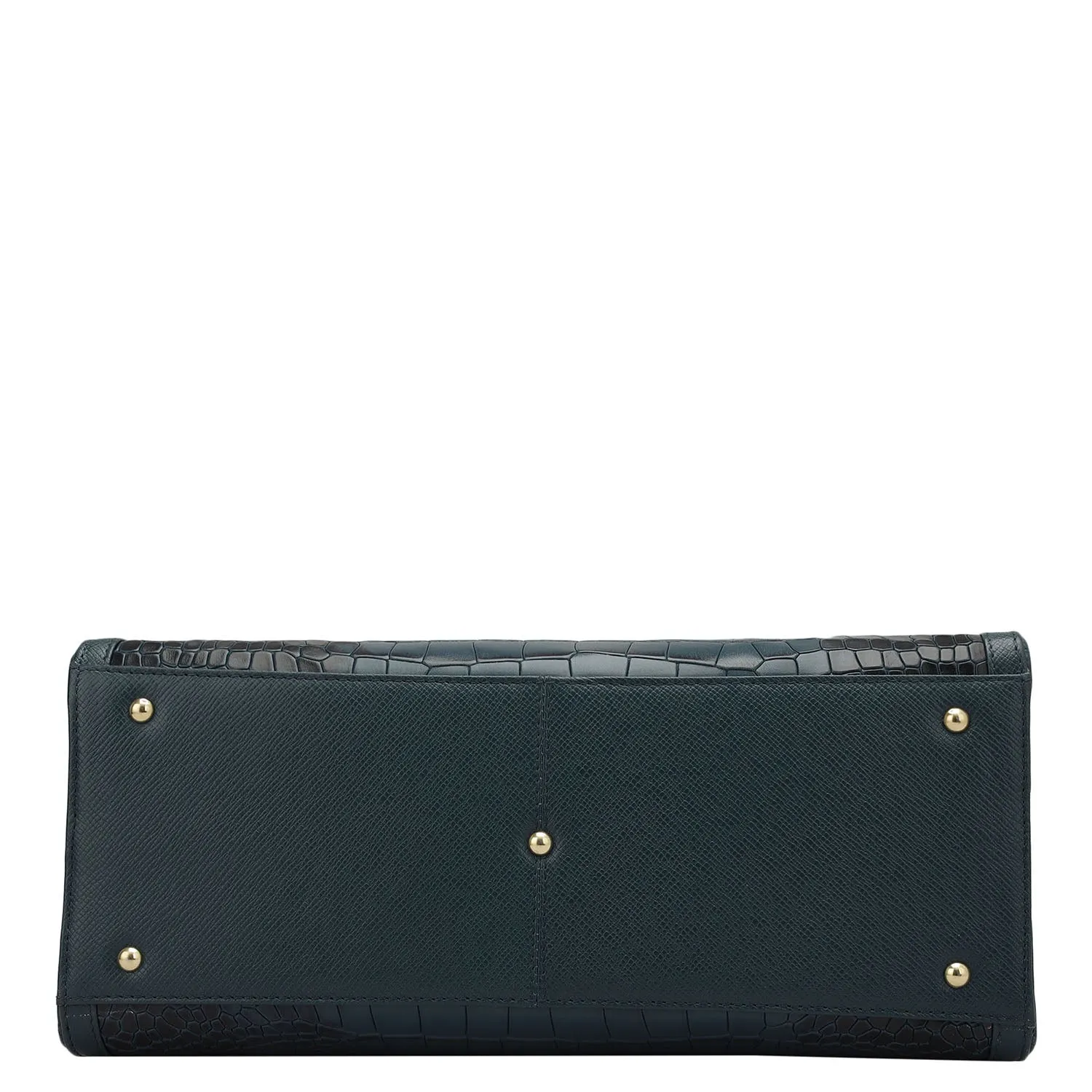 Medium Croco Leather Satchel - Ocean